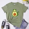 Avocado Cat 100% Cotton T-shirt Funny Women Short Sleeve Graphic Vegetarian Tshirt 5XL Cute Fur Mama Vegan Top Tee Shirt