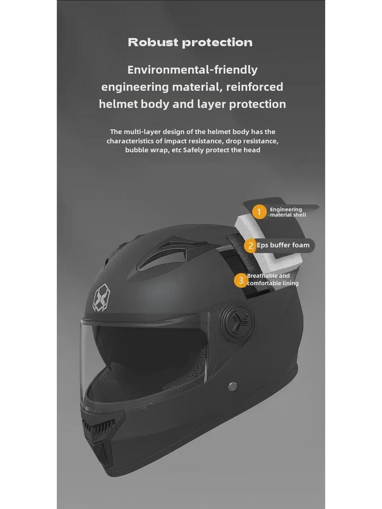 All-Season Electric Motorcycle Helmet with Double Visor for Men and Women - Winter Warm, Full-Face Protection