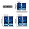 Moon Curtain Winter Season Wonderland Starry Sky Night Forest Landscape Scenery Bedroom Living Room Dining Set Of 2 Made Polyester Washable Great