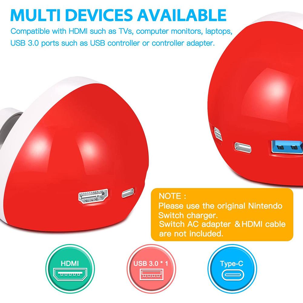 Station d'accueil TV Switch pour Nintendo Switch Adaptateur portable compatible HDMI Support de conversion de base de chargement multifonctionnel