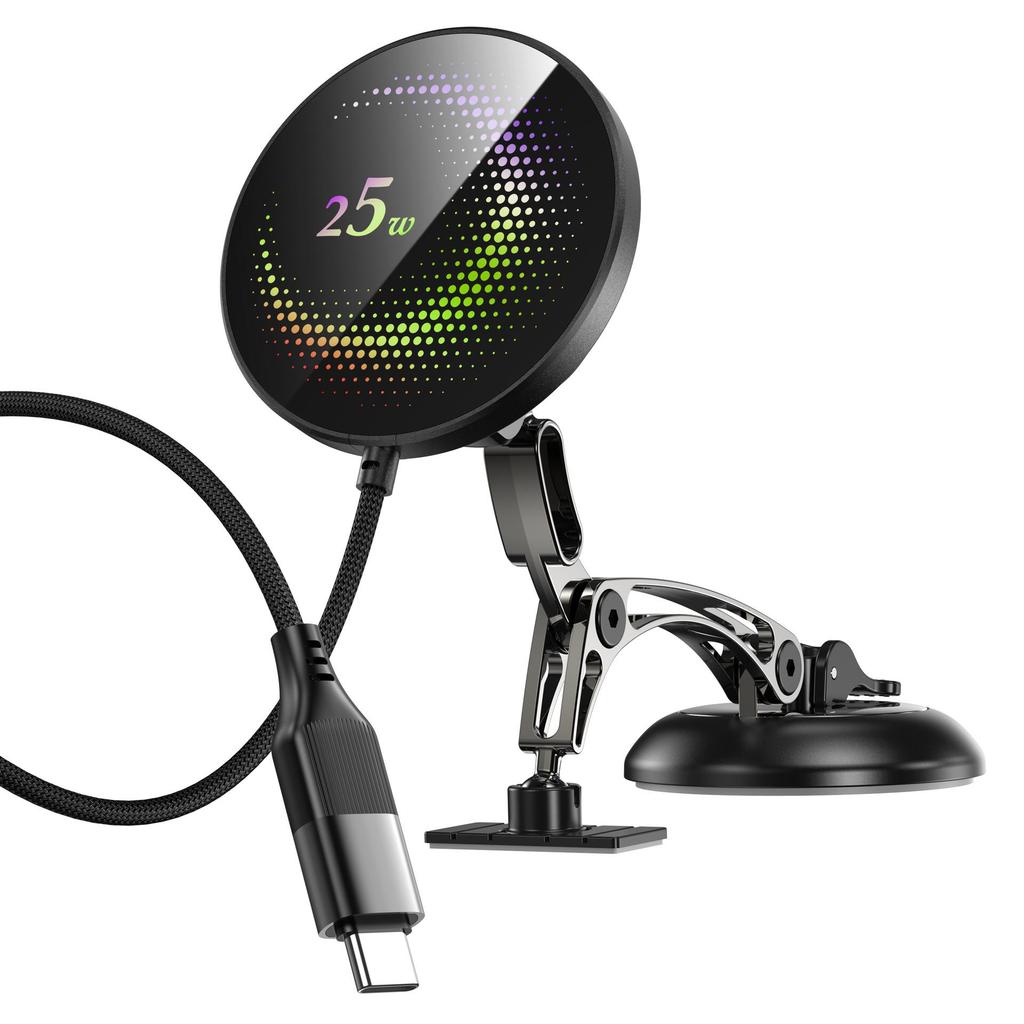 Magnetic Wireless Car Charger & Phone Holder - Cool Black Tech with Strong Suction
