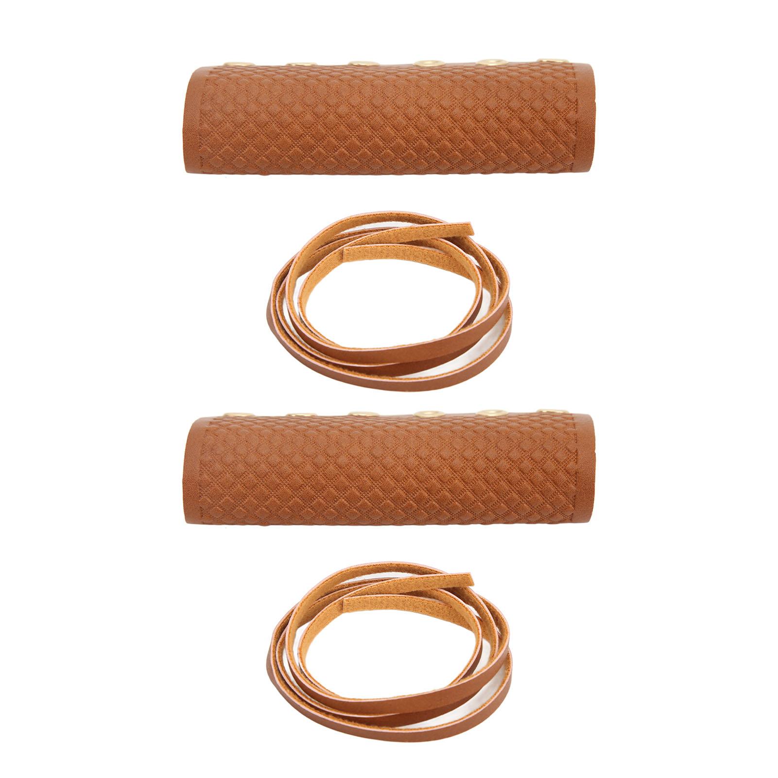 

Motorcycle Hand Grip Cover Fiber Simulated Leather Anti Slip Retro Universal Handlebar Grip Wrap Brown коричневый