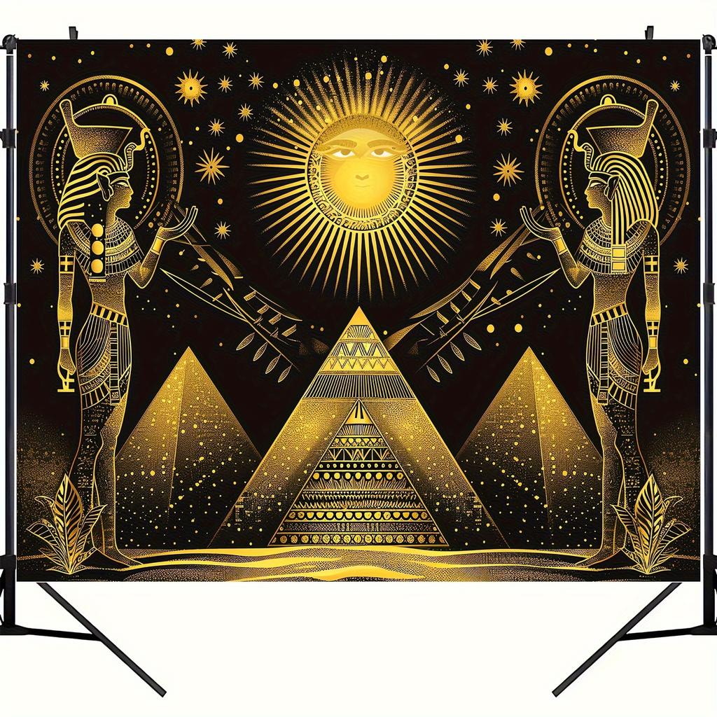 Fabric gold wallpaper for Egyptian Queen Cleopatra photo background Egyptian party decoration for adult portrait shooting
