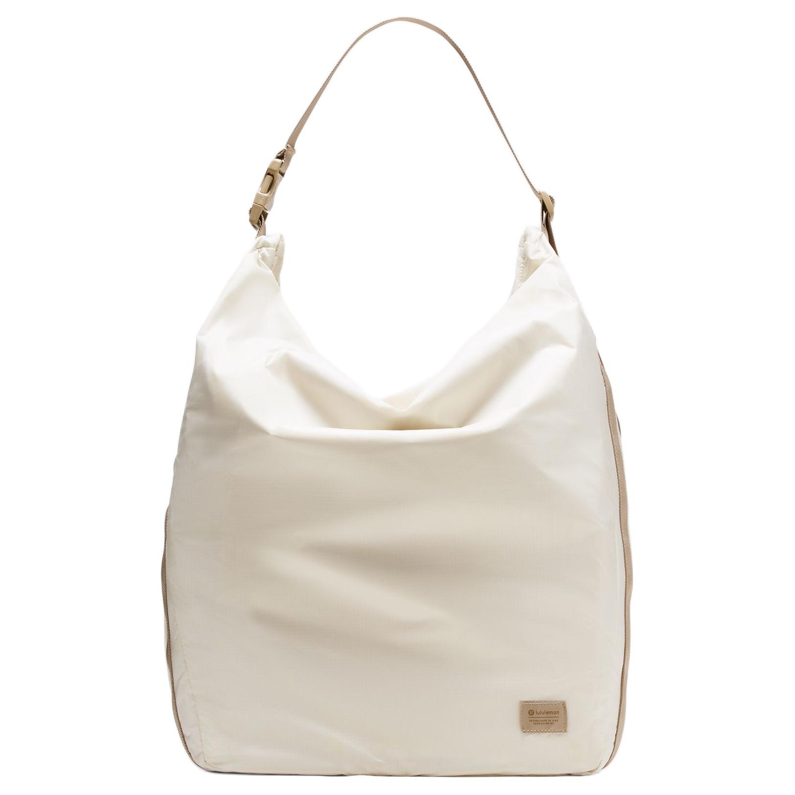 Lululemon Packable Series 30L Multi-Functional Polyester Tote Bag Unisex Tote Bag Light-Ivory Oak-Brown LU9CEGS-069076 Light Ivory White/Oak Brown