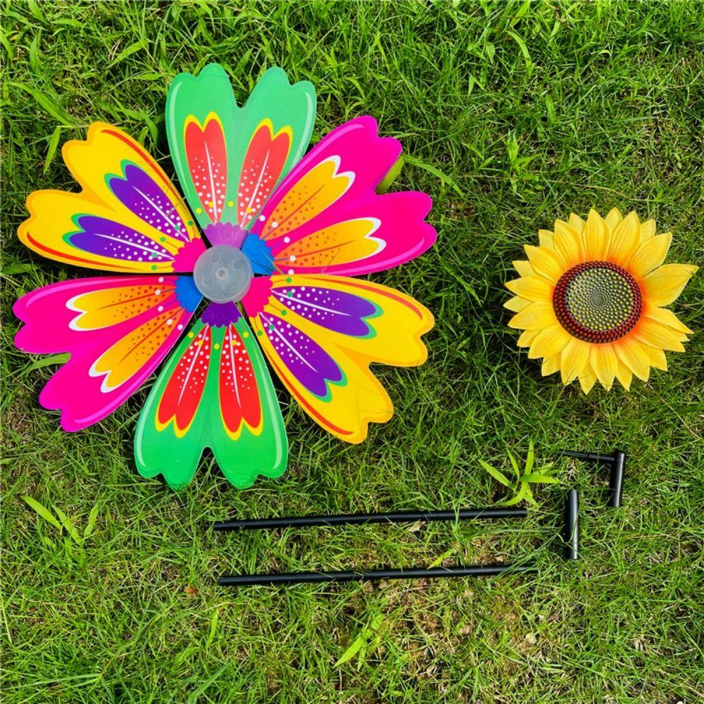 PVC Rotating Sunflower Multistyles Stake Standing Lawn Flower Pinwheel  Outdoor Party Picnic Decor