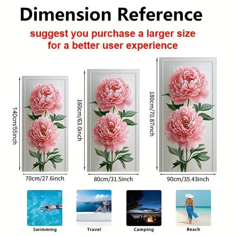1 Stück Pfingstrosen-Design Strandtuch Elegantes Rosa Blumenmuster Badetücher Weiches Mikrofaser-Gewebe Unisex Übergröße Handtuch zum Schwimmen