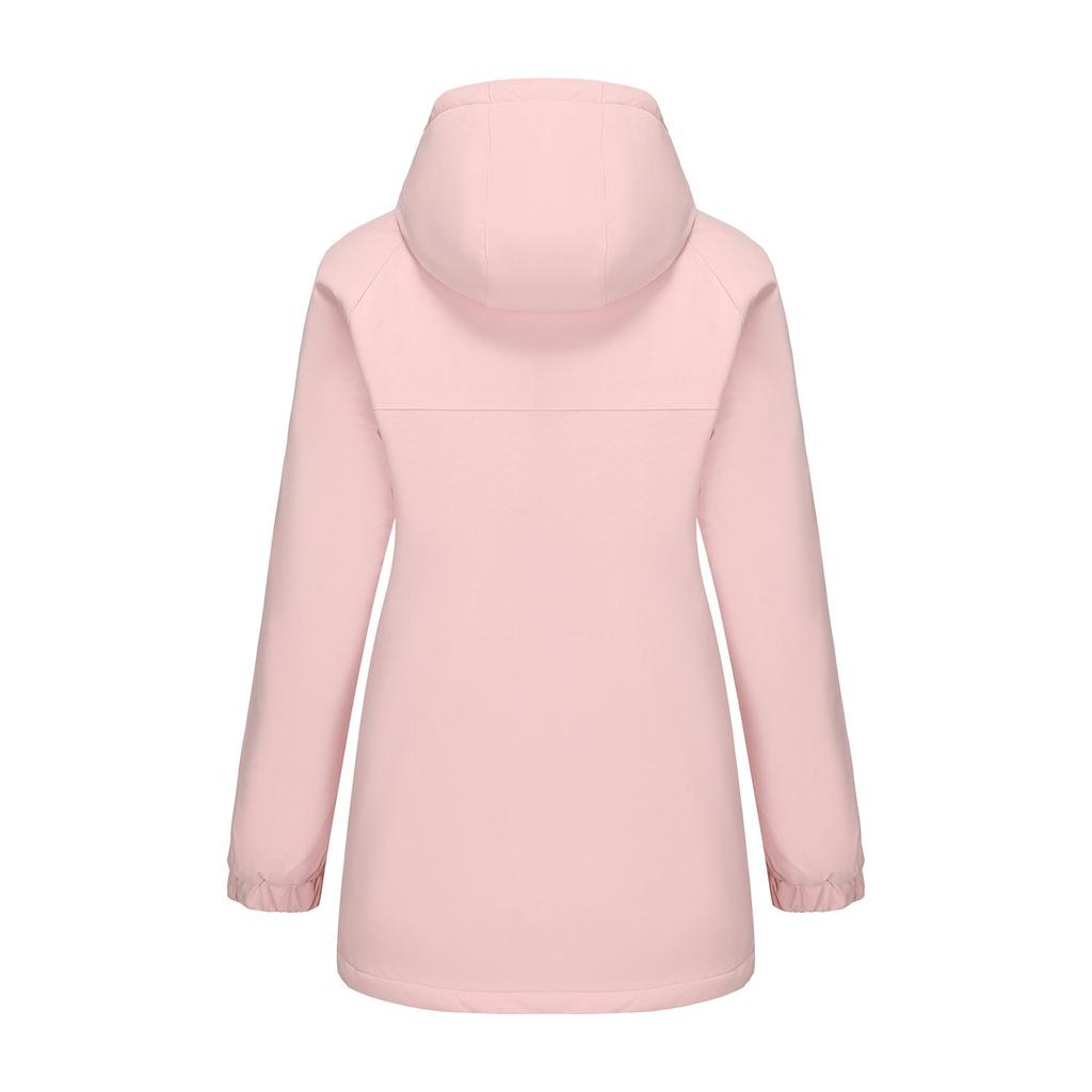 Women’s Warm Windcheaters Detachable Hooded Fleece Lined Zipper Coats Windproof Parka Outdoor Hiking Mountaineering Jackets