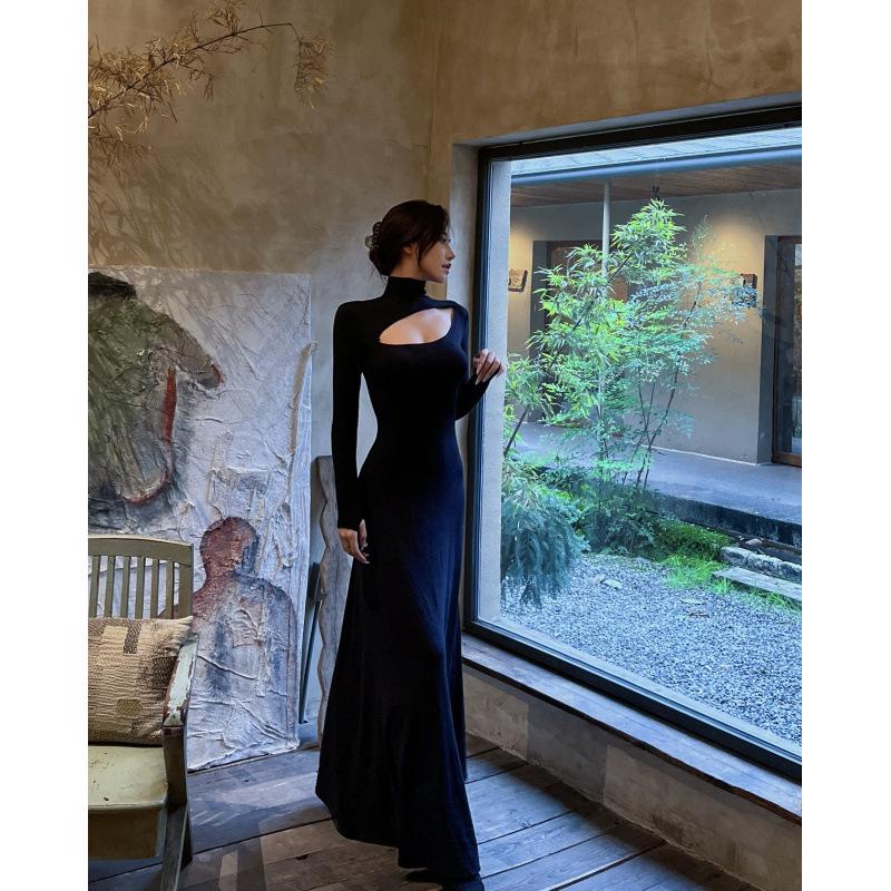 

Элегантное французское платье для светской львицы: Женская облегающая длинная юбка для похудения, осенне-зимний сезон 2025 Large