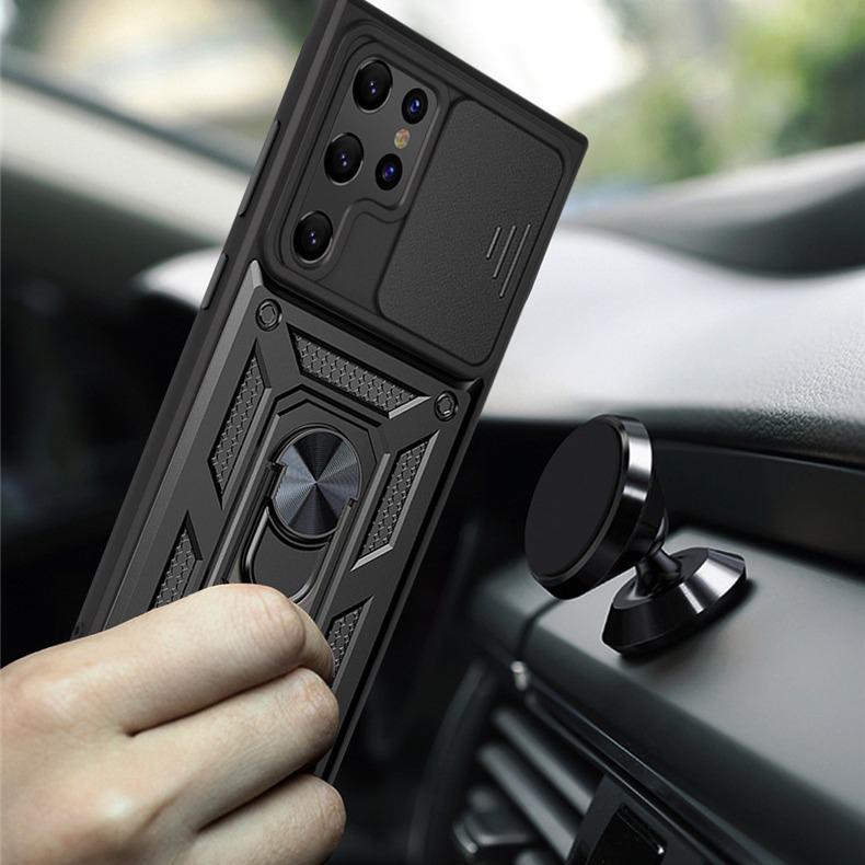 Samsung S22 Ultra Anti-Drop Phone Case with Push-Window and Car Ring