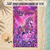 Unicorn Theme Soft Beach Towel Personalized Custom Name Text Towel Portable for Beach Pool Travel
