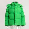 2025 Winter Women's Cotton Coat European American New Style Loose Puffer Jacket Solid Color Hooded Outerwear