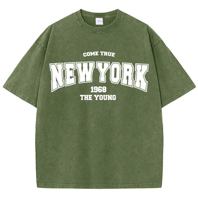 Summer Vintage Vintage Round Neck Letter Printed Top Fashionable Casual Short Sleeved Women's Pure Cotton T-shirts