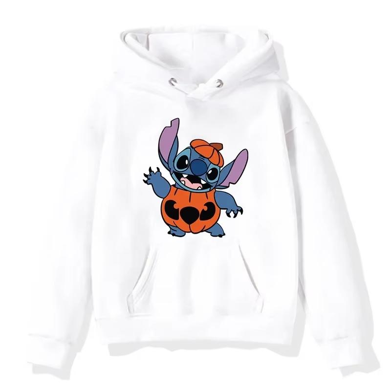 Halloween Stitch Pattern Hoodies Cute Cartoon Disney Sweatshirts Pocket Clothing Daily Men Hoodies Autumn Winter Pullover Tops