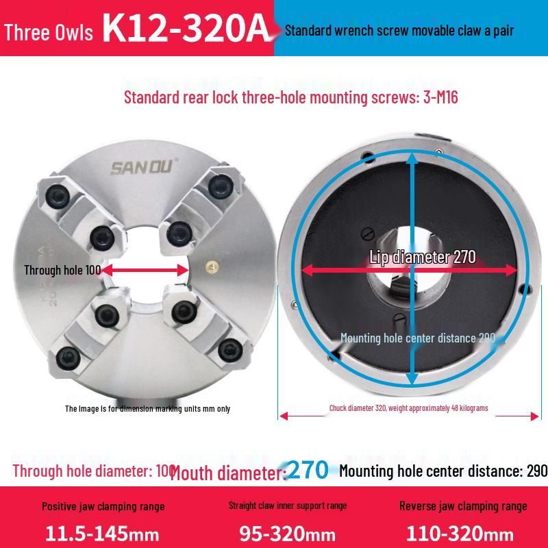 K12-80 Three-Jaw Self-Centering Manual Lathe Chuck