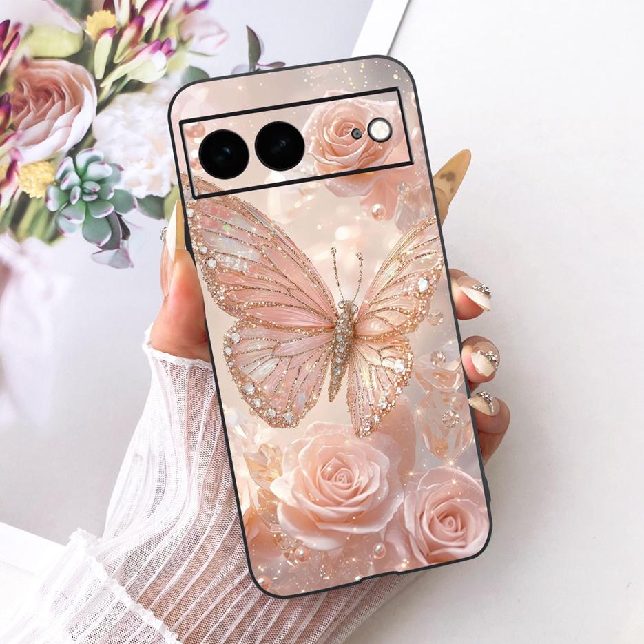 For Google Pixel 7A Case Pixel7 Pro Luxury Flower Butterfly Painted Cover Soft Silicone Case For Google Pixel 7 Pro Pixel7A Bags
