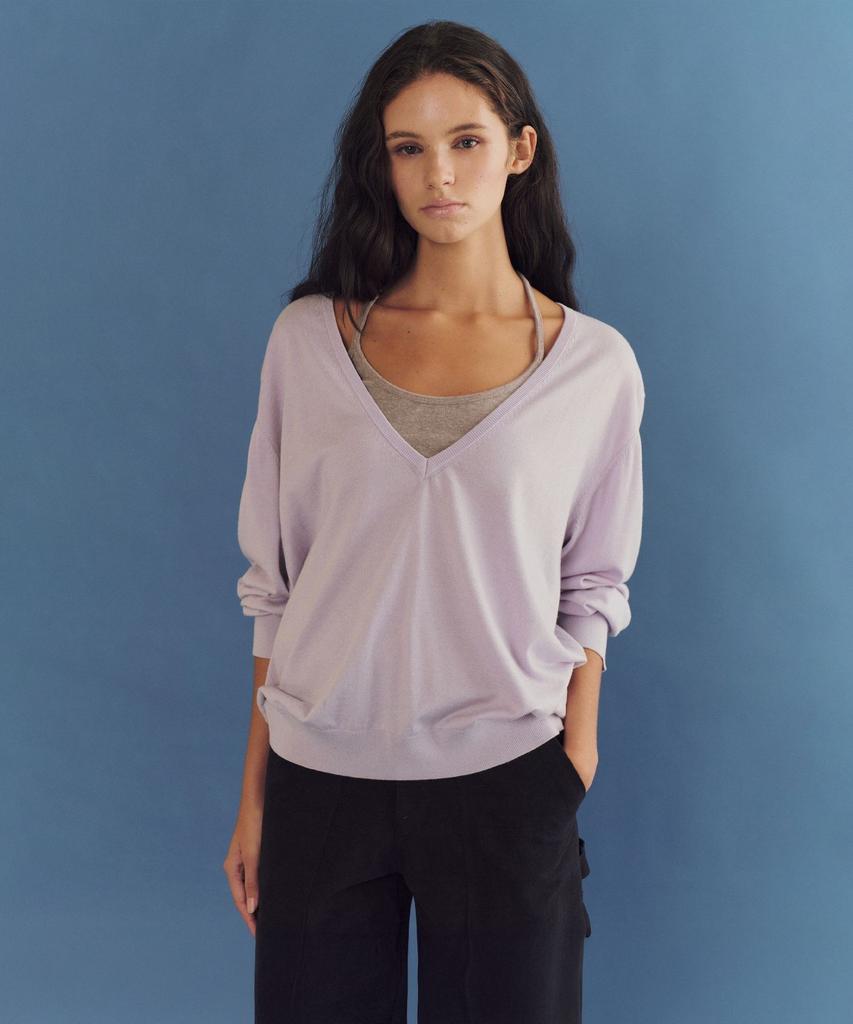 ANDNEEDS Cowl Deep V-Neck Knit (Lavender)