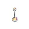 Glamorous Stainless Steel Belly Rings with Rhinestones for a Dazzling Summer Look