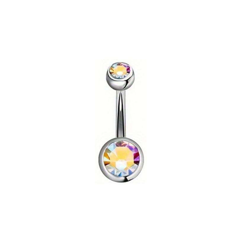 Glamorous Stainless Steel Belly Rings with Rhinestones for a Dazzling Summer Look
