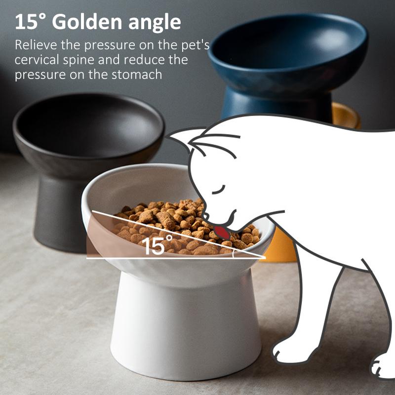 Cat Nordic Style Food Water Bowls Pet Animal Ceramic Eating Dishes High Foot Raised Puppy Cats Matte Bowls Elevated Dog Bowls