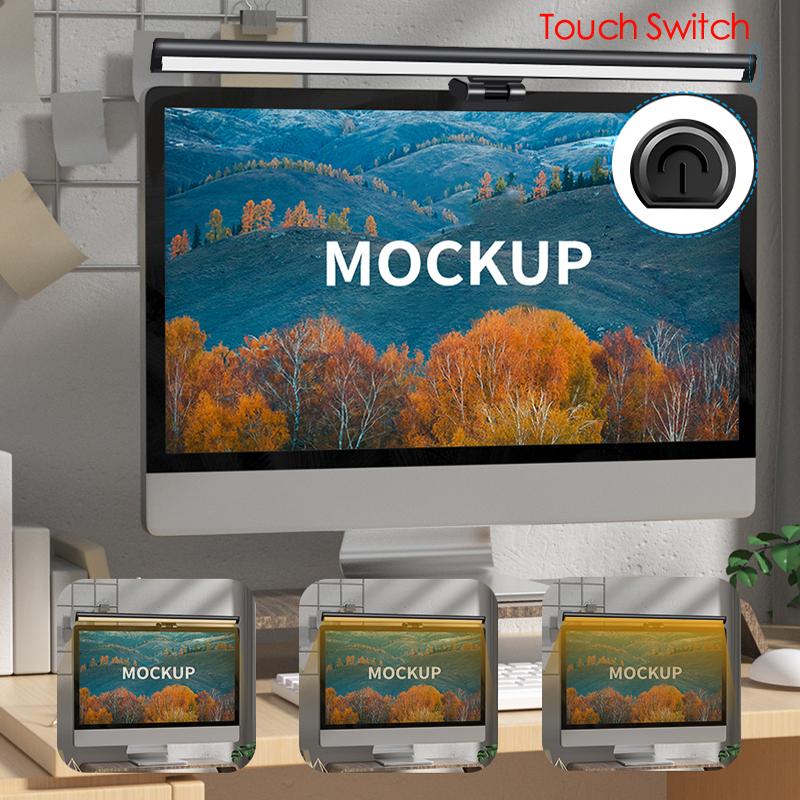 USB LED Bildschirmlampe 3-fach verstellbares Augenpflege-Monitorlicht mit Blaulichtfilter für gebogenen PC-Laptop Füll-Schreibtischleuchte für Studentenwohnheim