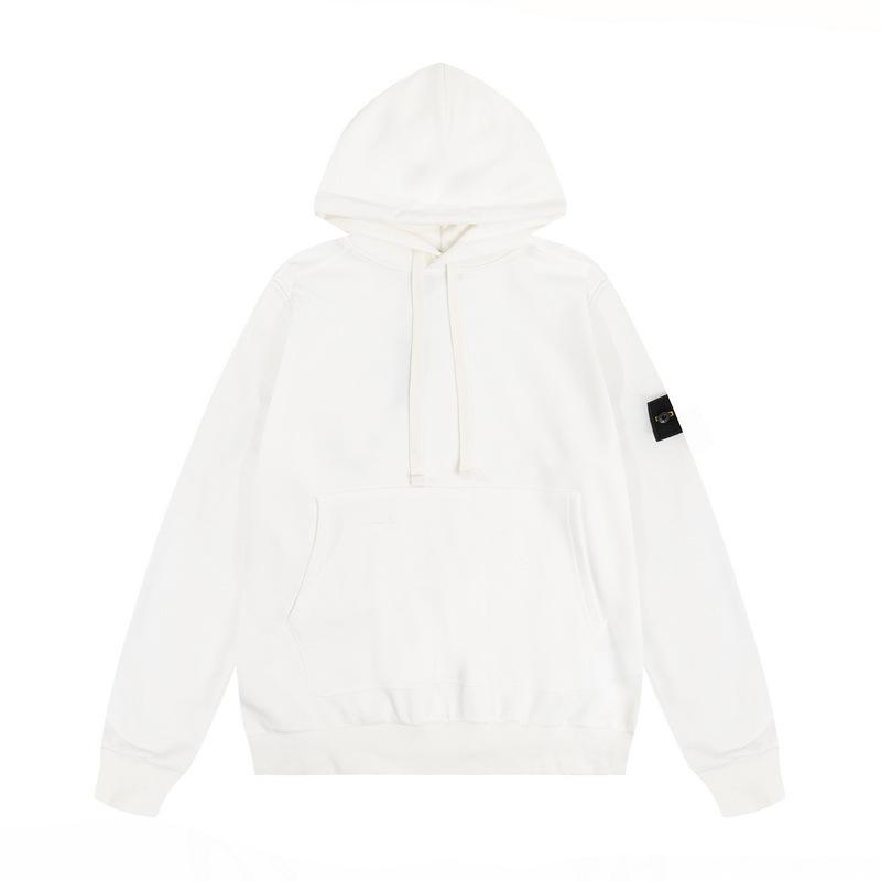 Stone Classic Unisex Uni-Farbe Abzeichen Hoodie - Langarm, Trendiger Stil