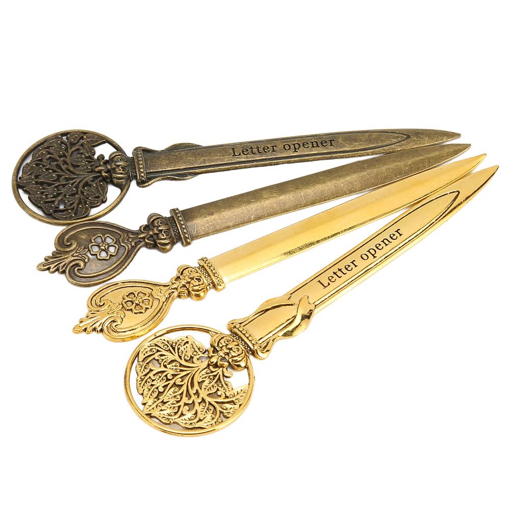 4 Pcs Letter Openers Retro Lightweight Compact Ergonomic Zinc Alloy Mail Opener Knife