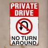 Vintage Metal Tin Sign  Private Driveway No UTurn Sign  Weatherproof Wall Decor