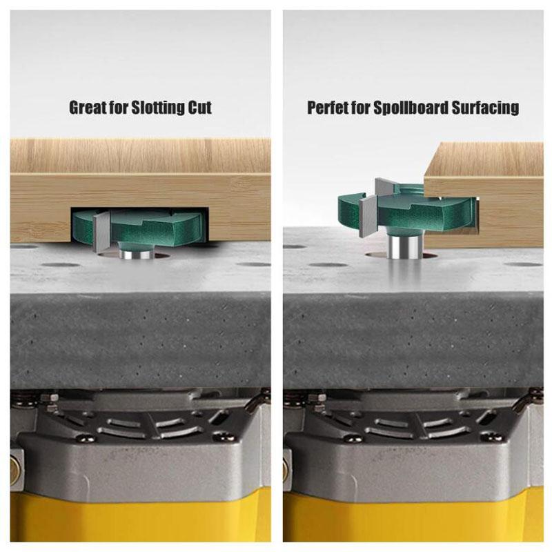 Freză de frezat în formă de T Curățare inferioară cu fante cu trei tăișuri cuțit cu fante pentru prelucrarea lemnului Freză din aliaj 12 mm tijă de 1/2 inch