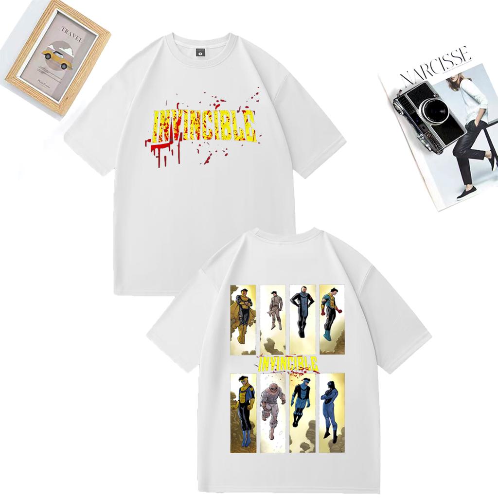 Invincible Blood Splat Logo Merch Men Women T Shirts Hip Hop Pure Cotton Streetwear Tees Graphic  Adult Anime Tops Loose T-shirt