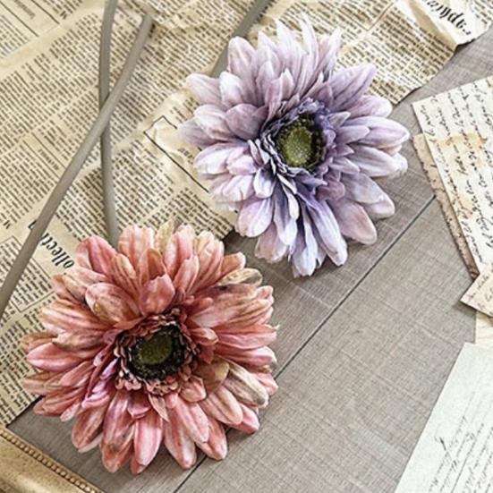 Artificial Gerbera Flower Real Touch Fake Silk Flower with Long Stem for Holiday Floral Arrangements Bridal Bouquet Home Wedding Party Decor