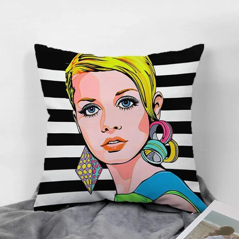 Pop Art Kissenbezüge für 45x45 Kissen Dekorative Sofakissenbezüge 60x60 Kissenbezug 40x40 Paarkissen Kissenbezüge 50x50