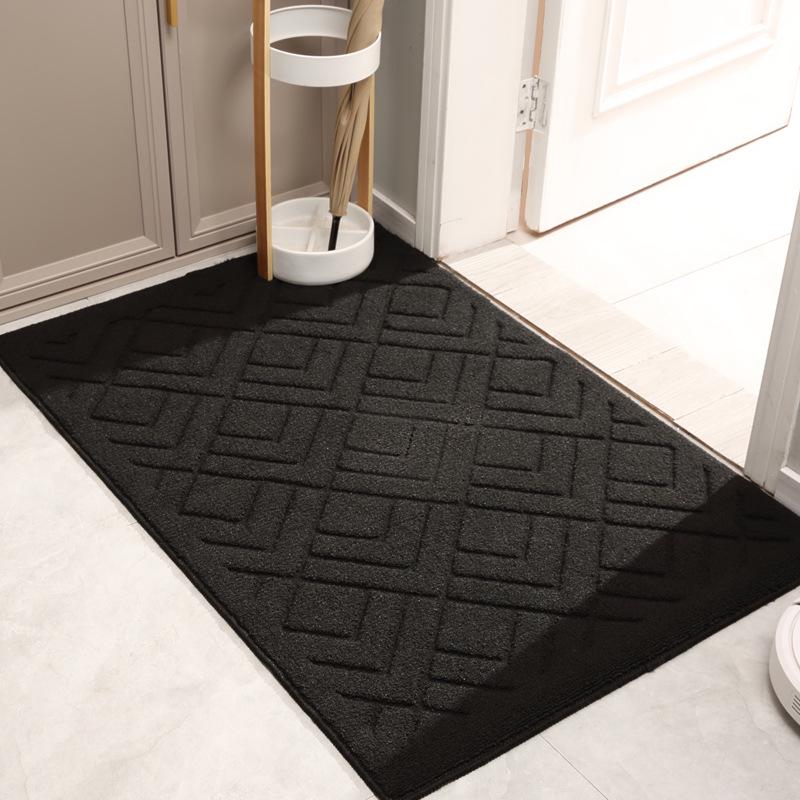 Luxury Black Entrance Carpet: Cuttable, Stain-Resistant, Easy-Clean, High-End Feel for Living Room. 50x80 cm