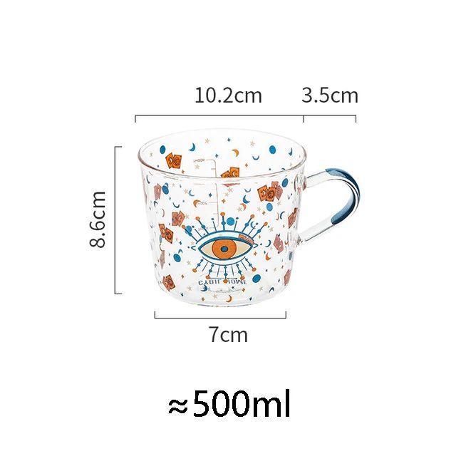 YWDL 500ml Mug Créatif en Verre avec Échelle et Poignée Lait Petit Déjeuner Café Mug Couple Gobelet Maison Verres à Eau Tasses Jus de Fruits