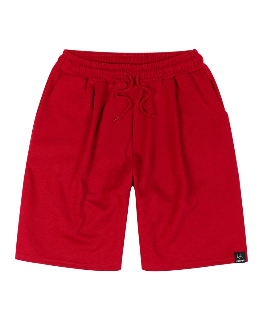 MOZMOZ Cotton One-Pleat Wide Training Shorts Red