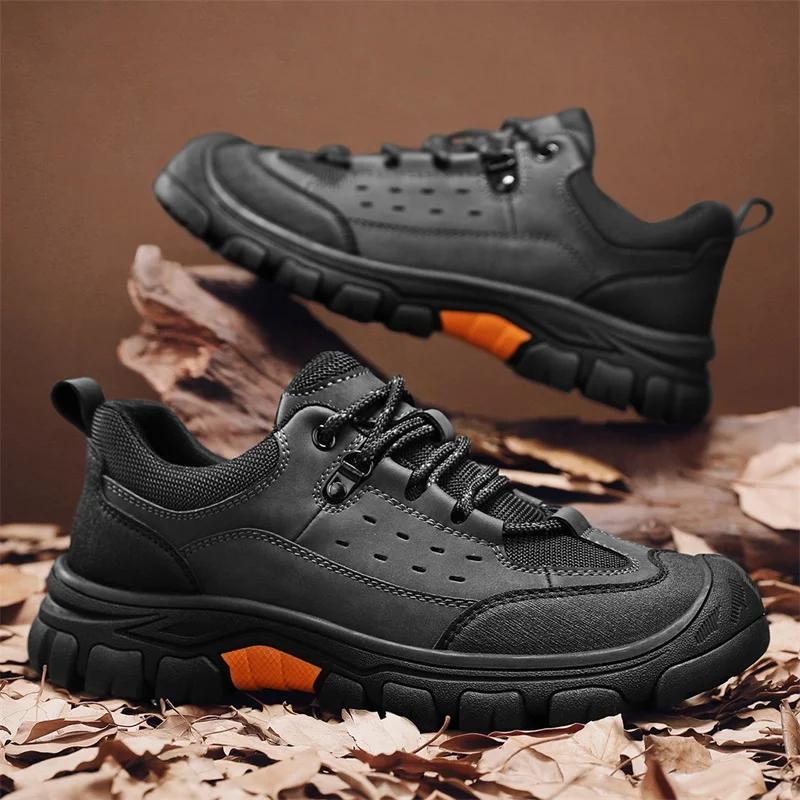 Autumn Men's Outdoor Comfortable Soft Bottom Anti Slip Waterproof Mountaineering Fashion Strap Up Men's Sports and Leisure Shoes