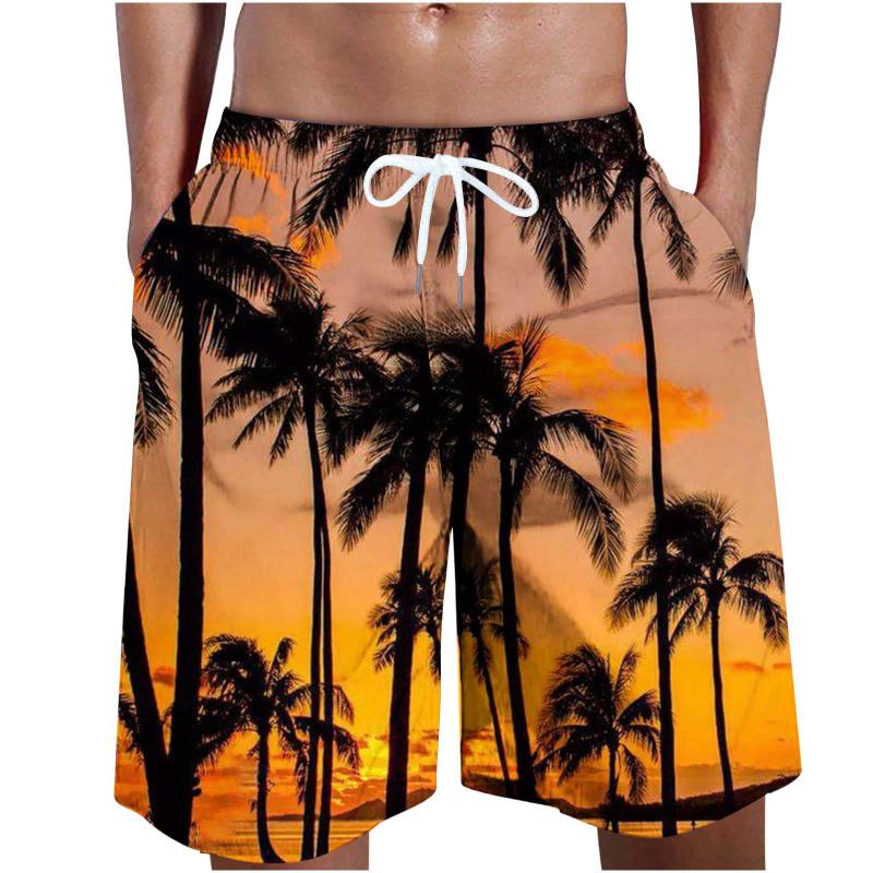 Summer Beach Shorts Fashion Hawaiian Vacation Casual Street Short 3D Palm Tree Printed Board Shorts Swim Trunks