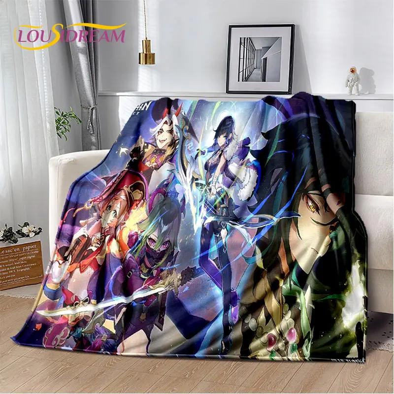 Genshin Impact Cartoon Game Soft Plush Blanket,Flannel Blanket Throw Blanket for Living Room Bedroom Bed Sofa Picnic Cover Kids
