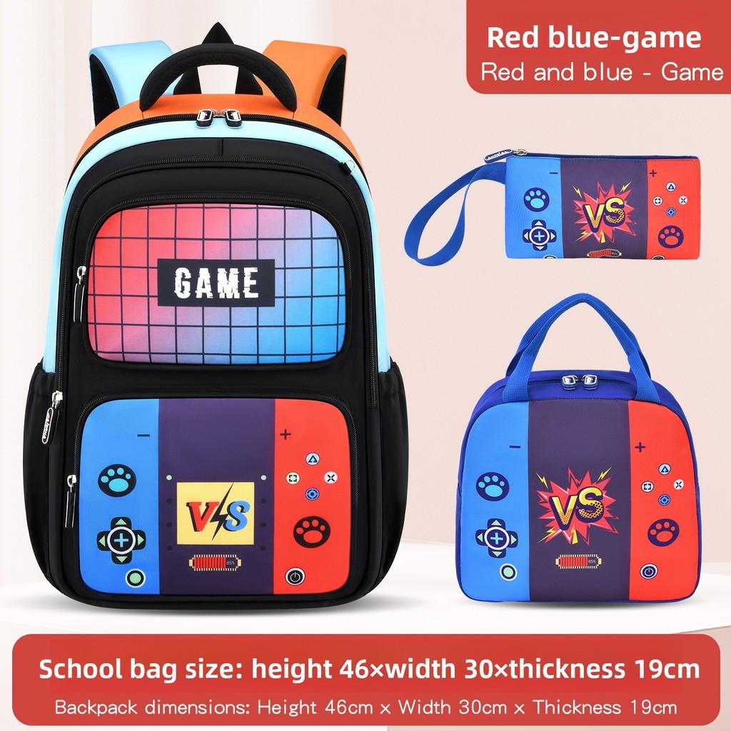 Oxford Cloth Kids School Backpack With Football Pattern And Waterproof Design For Elementary Students