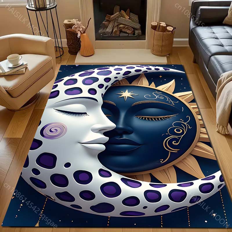 Multiple Sizes Moon and Sun Pattern Carpet for Living Room Bedroom Sofa Home Decor Rus Non-slip Floor Mat Luxury Gift