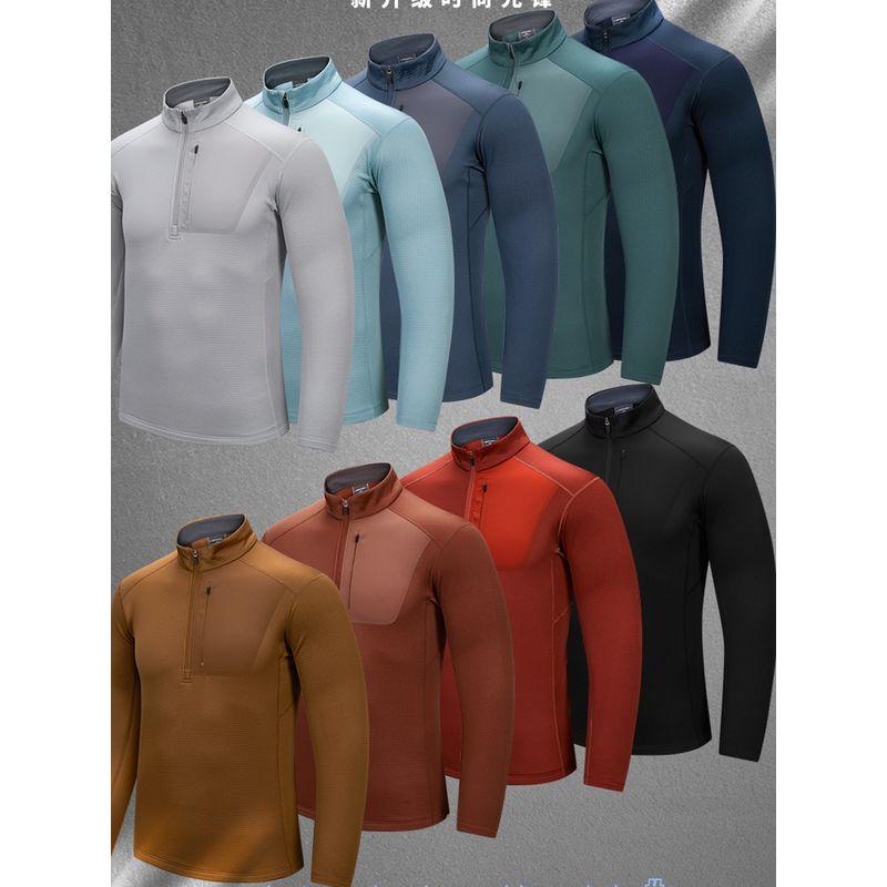 Outdoor Lightweight Sports Fitness Running Half-Zip Stand-Up Collar Sweatshirt Men's Spring and Autumn Base Layer Foreign Trade Men's T-Shirt