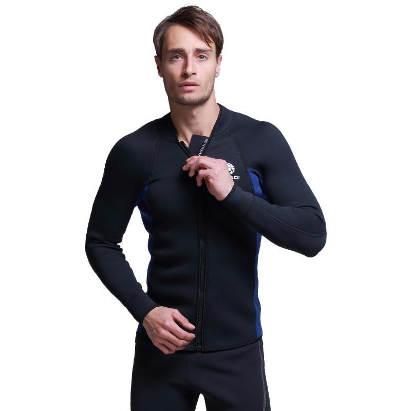 Mens 3mm Neoprene Wetsuit Top Black Separate Jacket Diving Surfing Swimming Warmth Protection