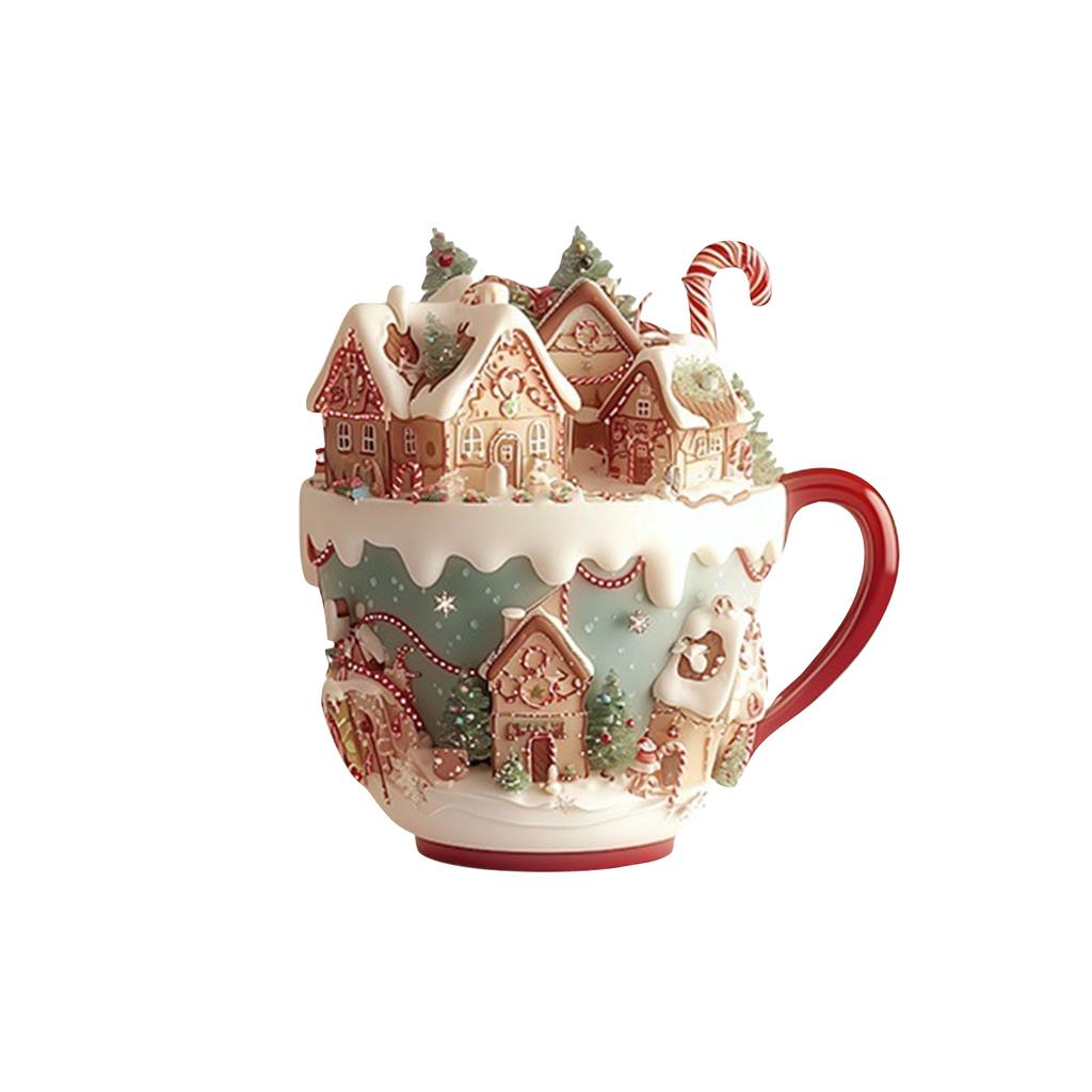 2D Acrylic Christmas Teacup Snow House Suitable For Keychains, Car Rearview Mirror Accessories, Backpack