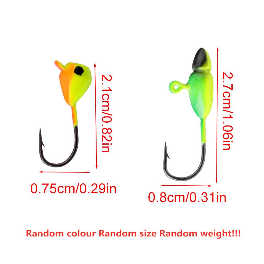 50Pcs Winter Ice Fishing Hooks Glow Ice Jig Bait 1.2-2.6g Jigging Fishing Lure Ice Jigs for Crappie Panfish Fishing Gear