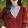 Dámský kašmírový svetr Qinghe kašmír 50% hedvábí 50% vlna podzimní a zimní kašmírový kardigan měkký a teplý