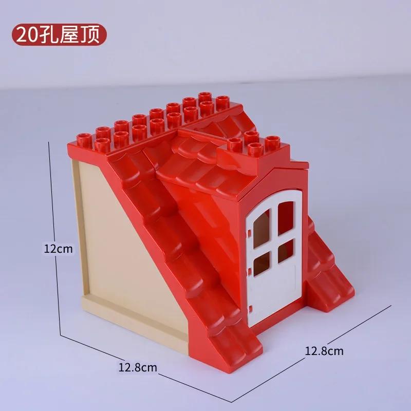 Big Size Building Blocks House Furniture Assemble Wall Fence Roof Door Window Construction Large Bricks Toys Compatible Duploes