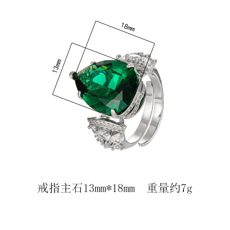 Jewelry New Ring Colorful Droplet Shaped Grandm Green Sea Blue Luxurious Women's