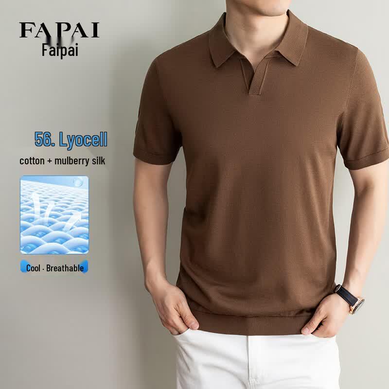 FAPAI Men s Silk Blend Ice Silk Polo Shirt 170/L