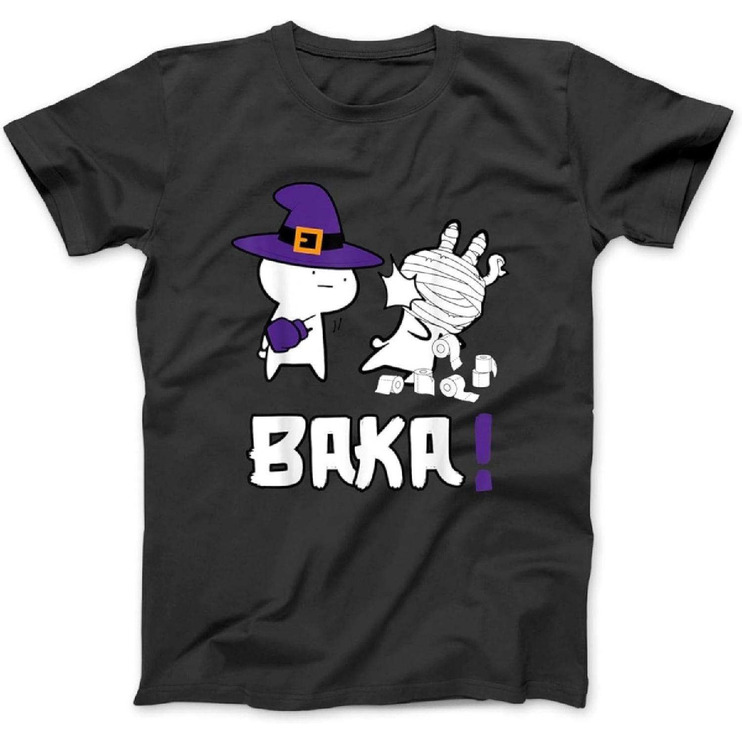 Baka! Idiot! Anime Funny Halloween Toilet Paper Mummy T-Shirt Sweatshirt Hoodie for Men Women Kids Made in Canada Black S