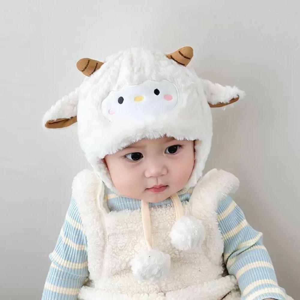 Soft Cute Sheep Hat Kawaii Cartoon Beanie Caps Toddler's Sheep Plush Hat  Head Decor