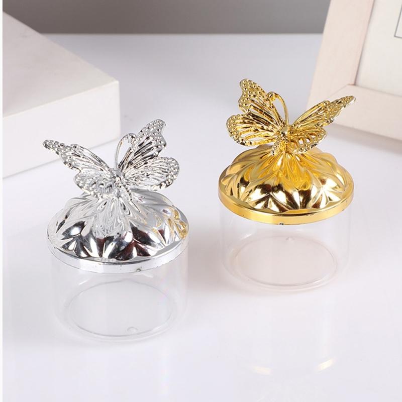 Crystal Plastic Candy Container 3D Gold Silver Butterflies For Event Tabletop Decoration